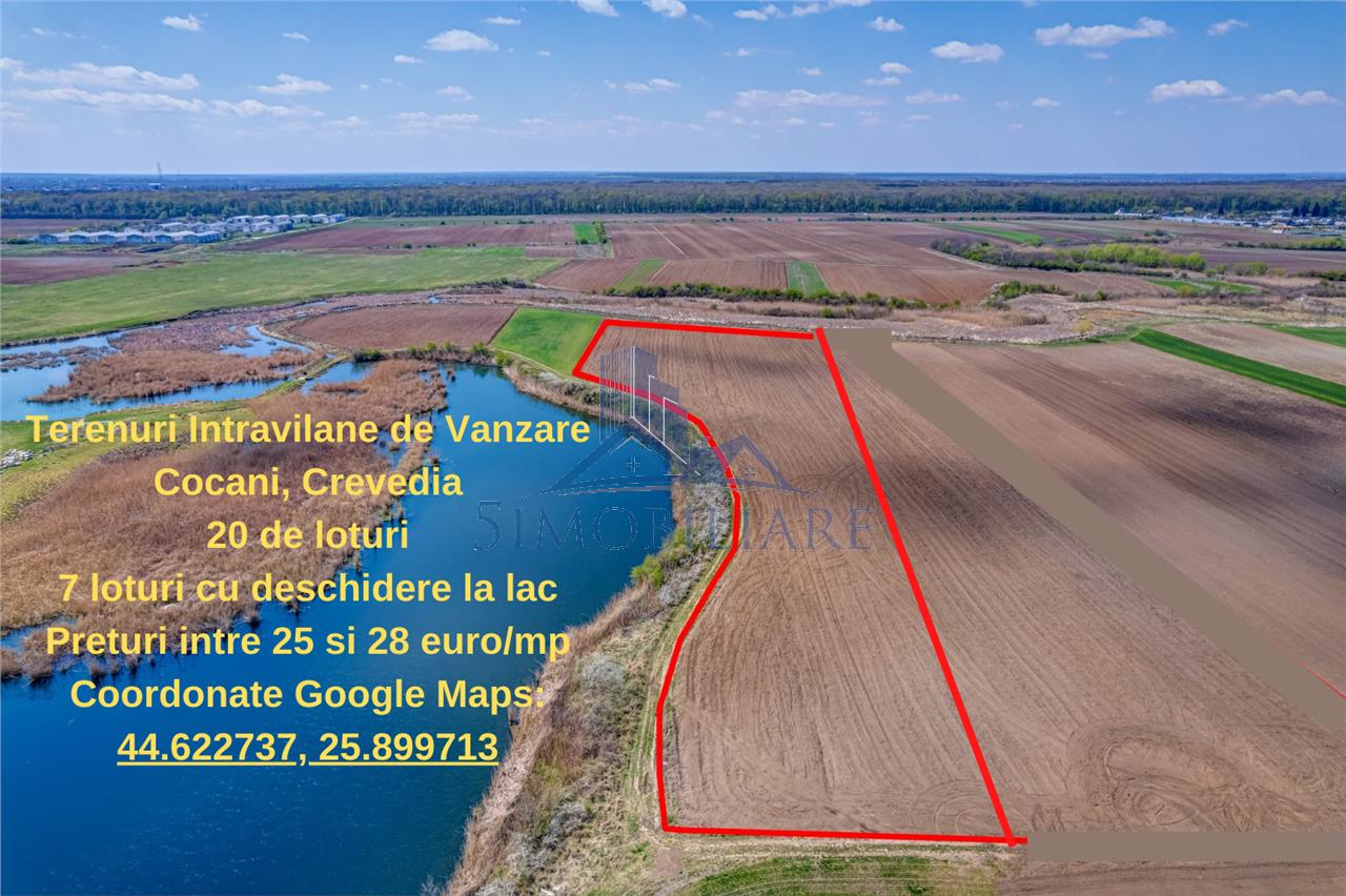 Teren Intravilan de Vanzare- deschidere la lac- 485 mp/ 12125 Euro. Tur video atasat