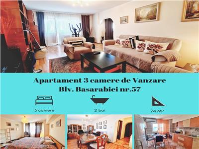 Bulevardul Basarabiei- apartament 3 camere de Vanzare- Comision 0%