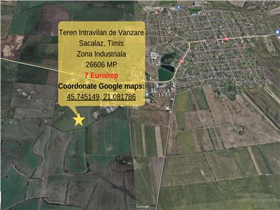 Sacalaz, Timis- Teren Industrial de Vanzare- 26606 mp, 7 euro/mp. Tur video
