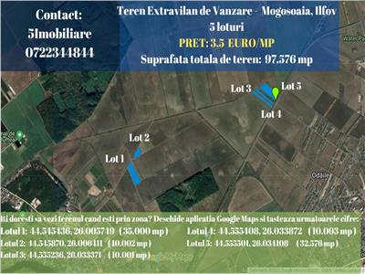 Mogosoaia- 5 loturi de teren extravilan de vanzare- 97576 mp